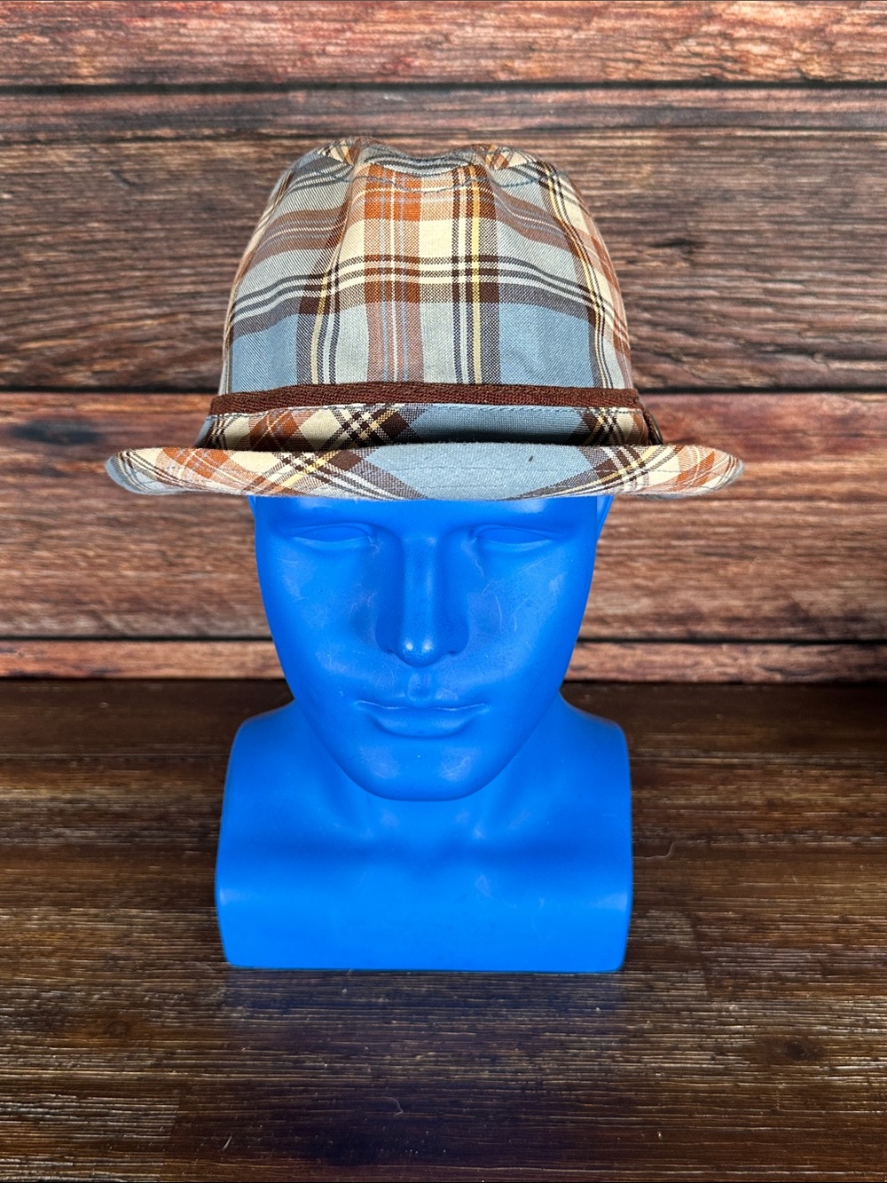 Goorin Bros Plaid Fedora in Blue and Brown